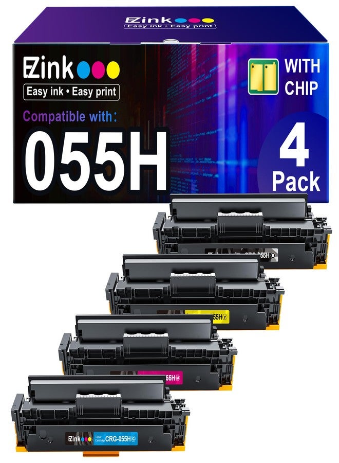 E-Z Ink Compatible Toner Cartridge Replacement for Canon 055 055H High Capacity Toner Cartridge for Canon Color ImageCLASS MF743Cdw MF741Cdw MF746Cdw MF743 Printer (Black Cyan Magenta Yellow, 4-Pack) - Image 1